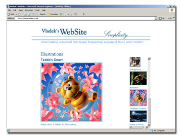 A screenshot of my web site.